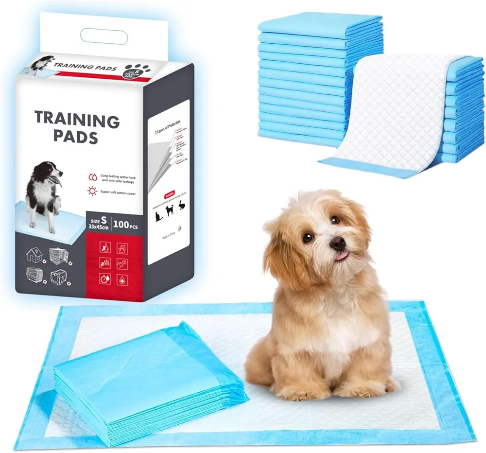 100 Unidades Empapadores Perros, 33 x 45 cm Alfombrillas Higiénica Desechables para Mascotas, Toallitas de Entrenamiento y Adiestramiento, Absorbentes, Resistente a Prueba de Fugas, Transpirables