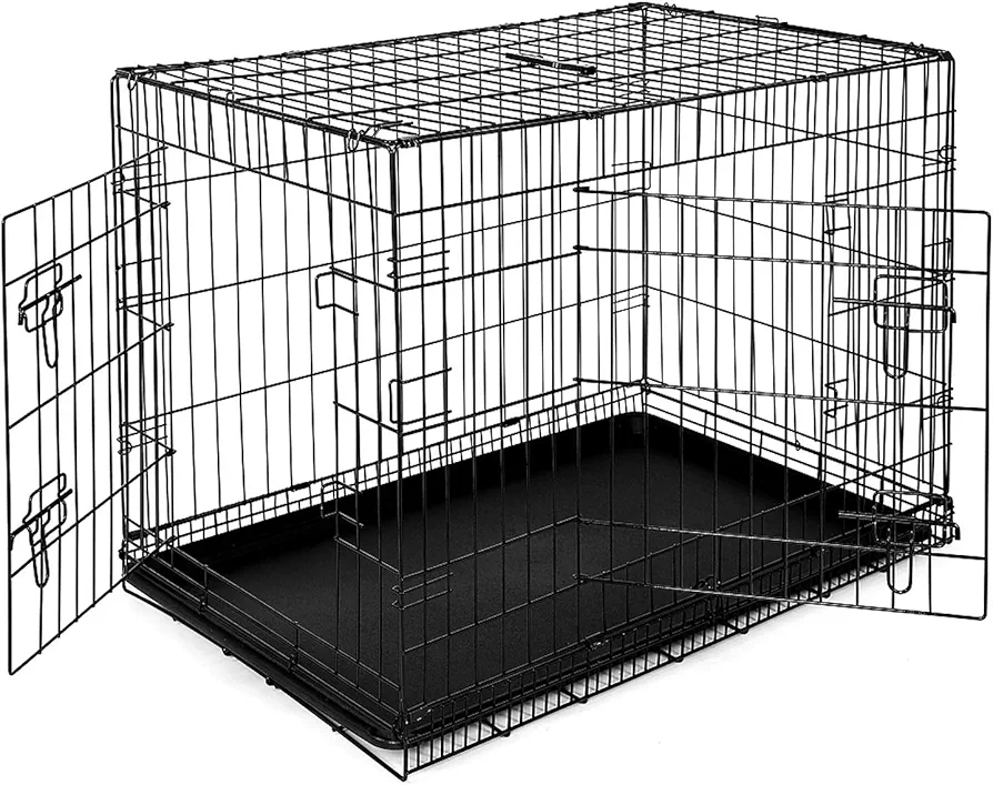 lionto Jaula Transporte Plegable para Perros Caja de Transporte, (XL) 92x58x64 cm Negro