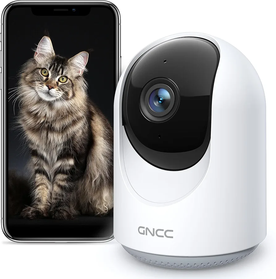 GNCC P1 Camera Vigilancia Interior Cámara de Vigilancia Bebe Camara IP WiFi Interior para Perro/hogar, Audio de 2 vías, detección de Movimiento/Sonido