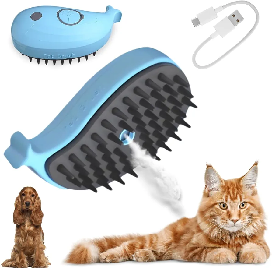 Cepillo para Gatos con Vapor 3 en 1 | Cepillo Gato Vapor y Desenredante para Perros y Gatos de Pelo Corto o Largo – Cepillo con Vapor para Nudos y Pelo Suelto