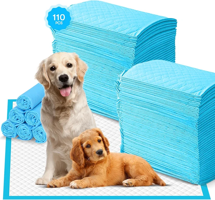 Slosy Empapadores Perros [110 Unidades] Almohadillas Higiénicas Super Absorbentes 33x45 cm, Empapador para Perros Toallitas de Entrenamiento Desechables Protector Cama Cachorros Anti Olor