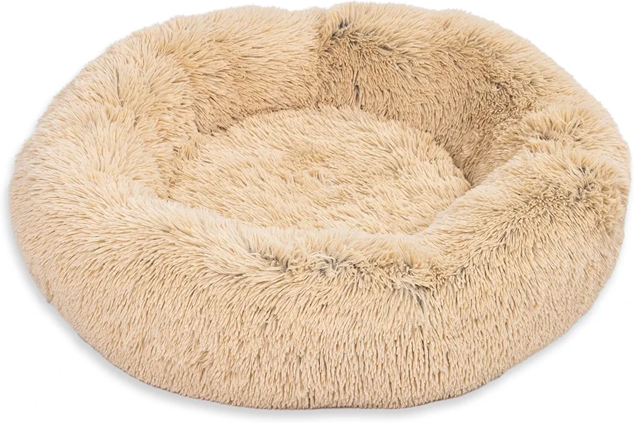 Best Friends by Sheri The Original Calming Donut - Cama para Perros y Gatos - Pelo sintético - Lavable a máquina - Marrón grisáceo - 58 x 58 cm - S