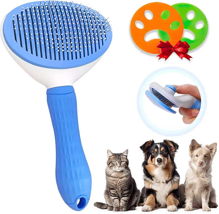 Verlex Cepillo para Gatos Perros, Quita pelos mascota, cepillo para gatos, cepillos para mascotas de Pelo Largo y Corto, Peine perro, atrapa pelos lavadora mascotas.