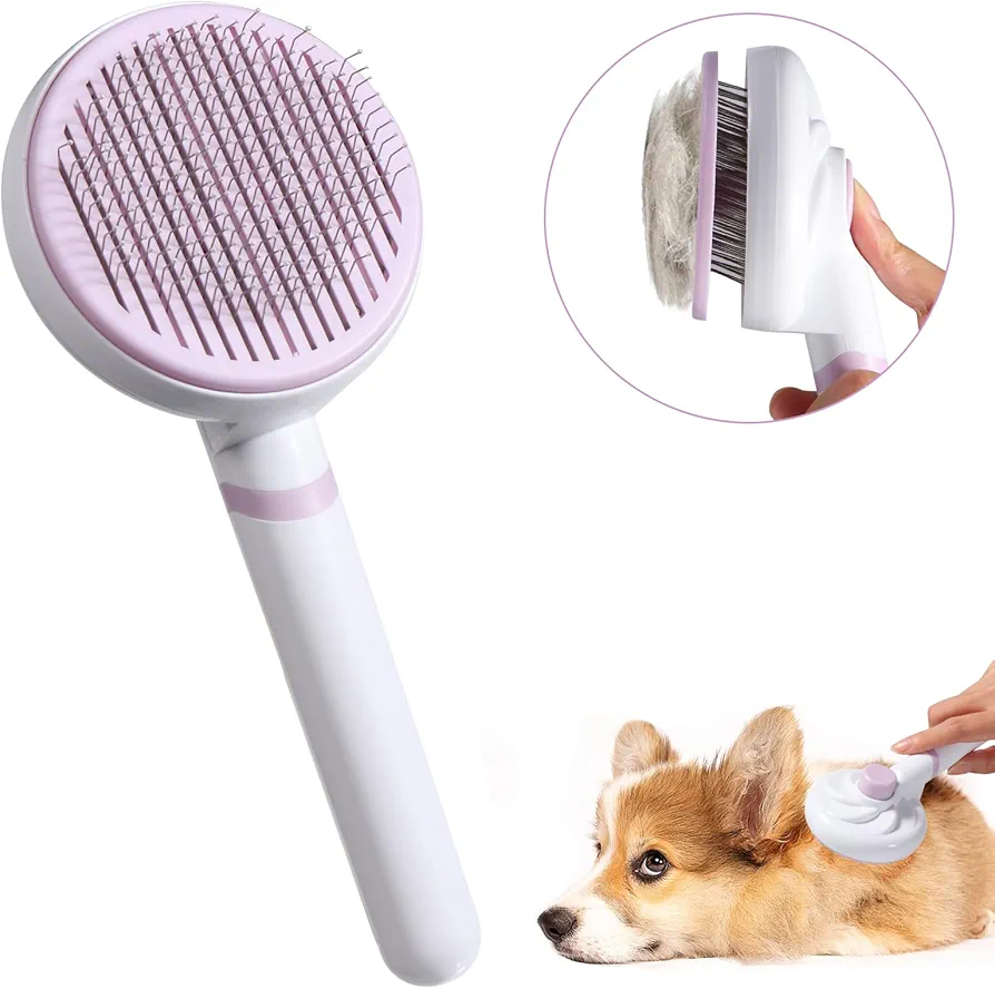 Oderra Cepillo Para Gato Para Mascotas, Cepillo Para Perros, Cepillos Para Mascotas, Pelo de Mascota Limpio Del Cepillo Con Un, Peine Gatospara Pelo Largo y Pelo Corto (Púrpura)