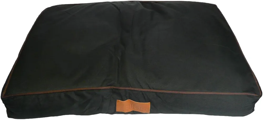 Ellie-Bo - Colchón cama para jaula de perro, mullido y lavable, funda impermeable Oxford y relleno de poliéster para jaulas tamaño XL de 100 x 66 x 10 cm en negro con ribetes marrones