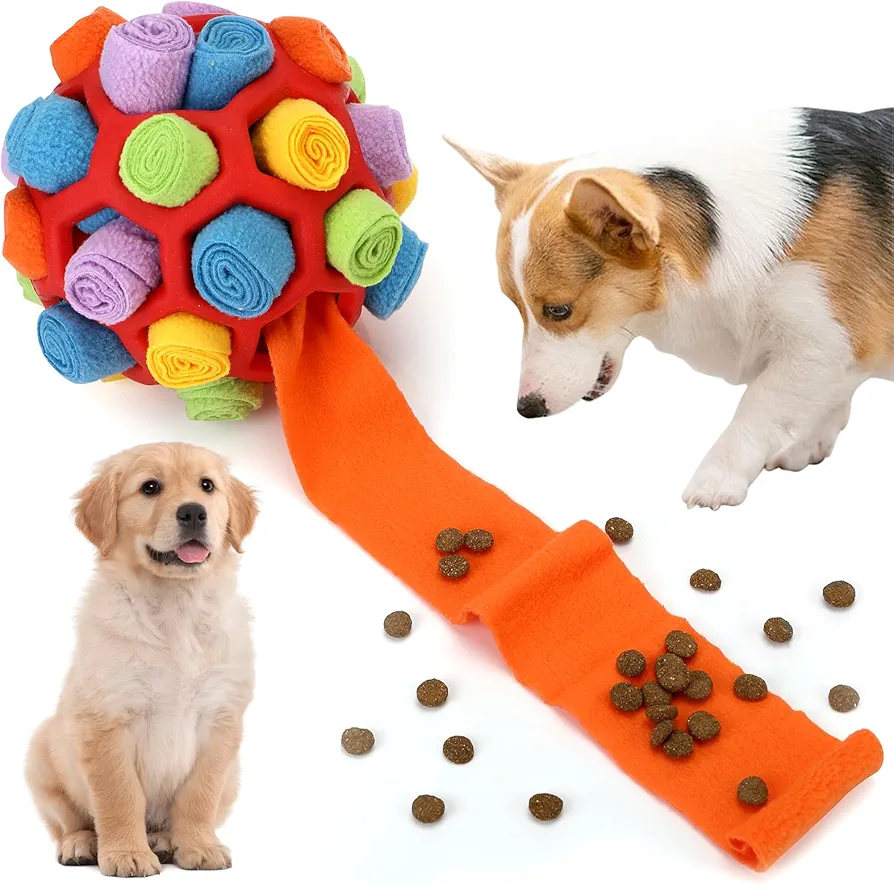 Royouzi Snuffle Ball para Perros, Pelota de olfateo para Perros Juguete Interactivo para Perros, Juguete Intelectual Entrenamiento de Alimentos para Perros Pequeños y Medianos (Rojo)