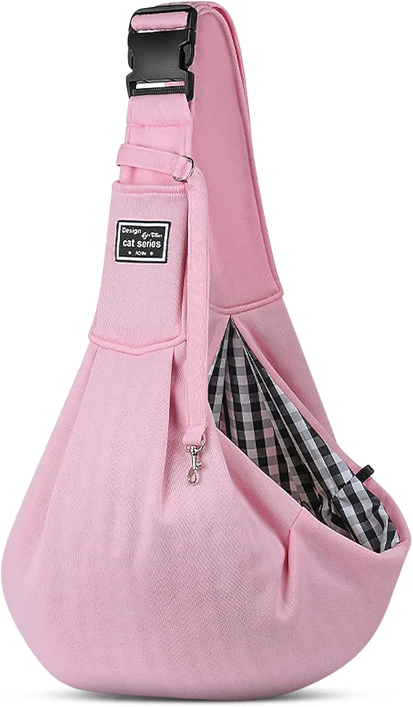 ALLSOPETS Bolso para Perros Pequeños Bolsa Bandolera de Transporte de Gatos Cómodo y Duradero Bandolera Porta Mascotas para Perros Gatos Viaje Bolso de Hombro (Rosa Pálido)