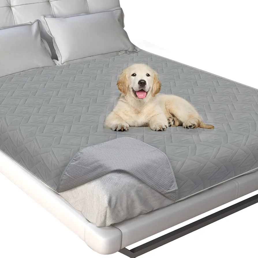 Manta impermeable para cama para perro con parte inferior antideslizante, funda de sofá para perros, protector de colchón y muebles, sofá cama (102 x 82 pulgadas), color gris