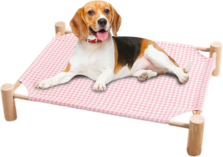 Cama de madera para mascotas, Cama tipo hamaca para perros | Camas para perros y gatos estilo hamaca de madera | Estera transpirable para gatos, cama de campamento para perros, muebles extraíbles para