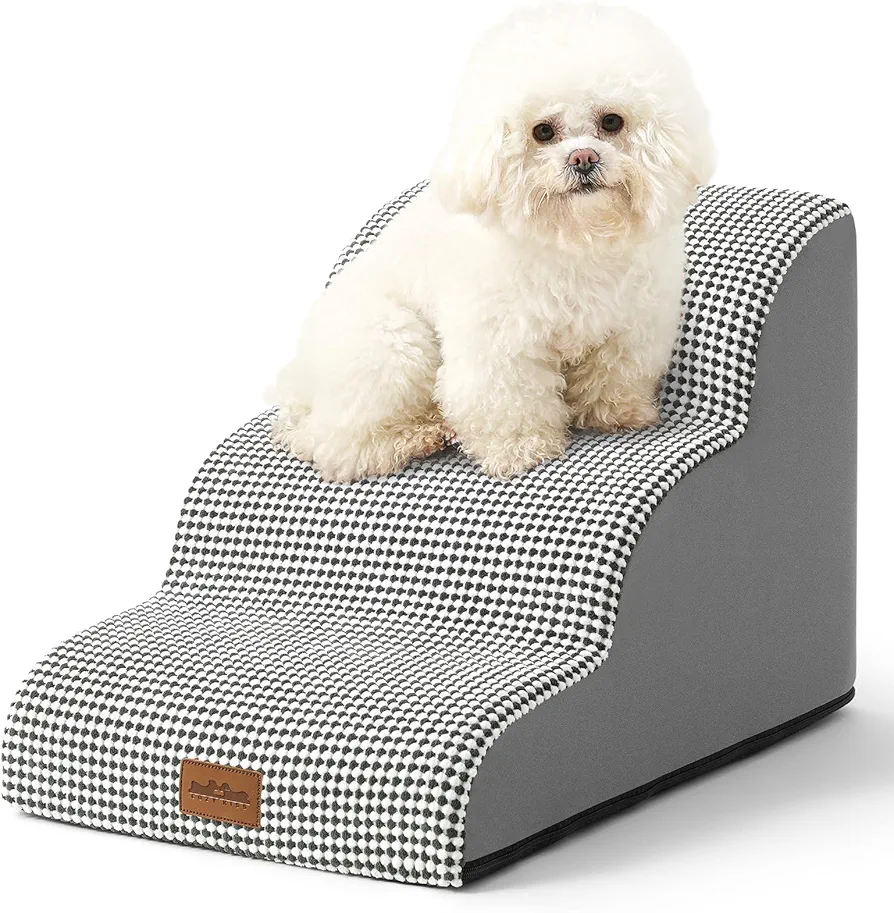 Cozy Kiss Escaleras de espuma de alta densidad para perros pequeños, gatos, escaleras para mascotas, para camas, muebles, rampa duradera antideslizante para perros para cama con cubierta de tela