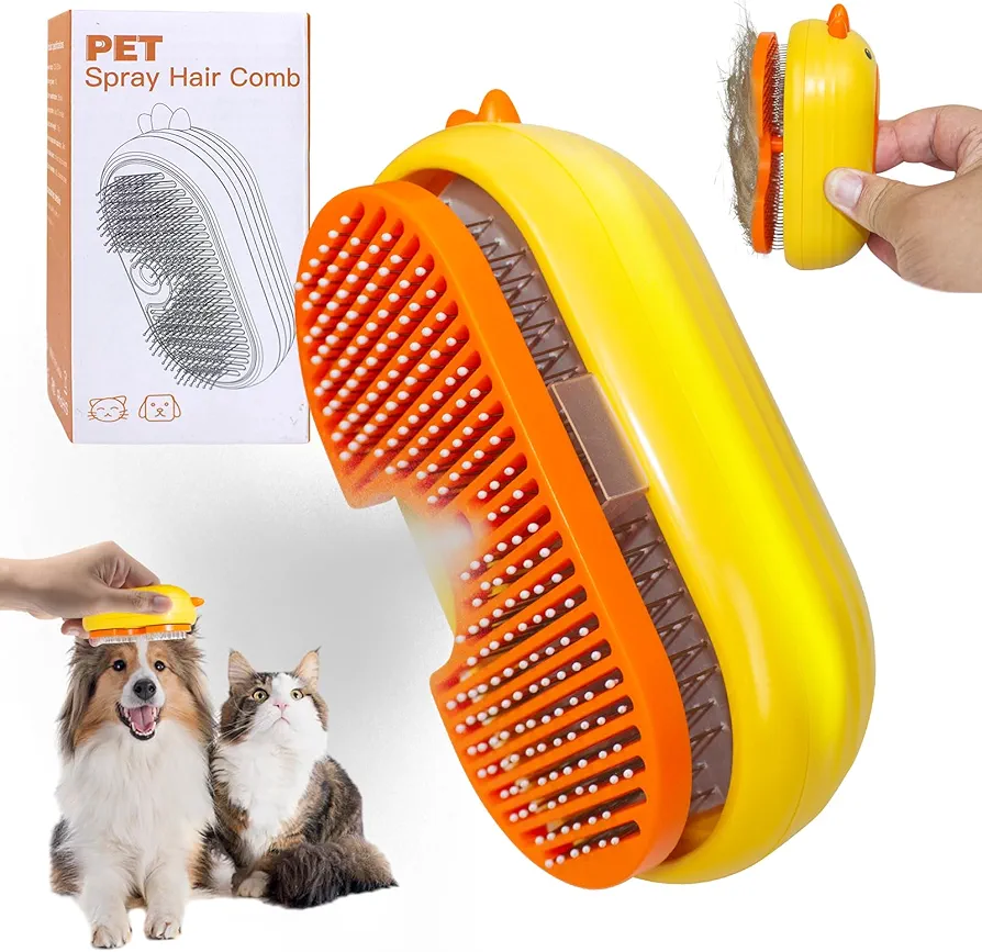 3-In-1 Cepillo Gato Vapor, Cepillo Vapor Para Gatos con Spray Adecuado para Perros y Gatos de Pelo Corto o Largo, Cepillo para Gatos con Vapor para Desenredar el Pelo Anudado o Suelto de Las Mascotas