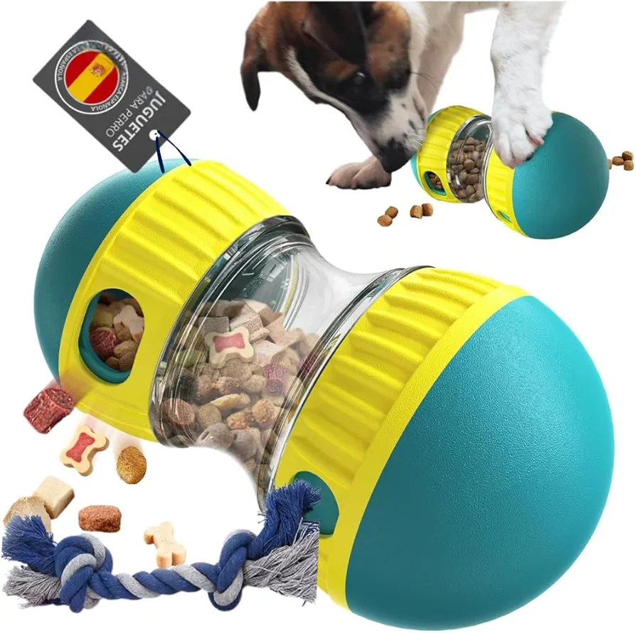 Zedegran®️ Juguetes para Perros + Cuerda Mordedora Pequeña de Regalo. Dos Funciones en un Solo Producto Juego Inteligencia Perros y Dispensador de Comida Perros. Juguetes Perros Pequeños..