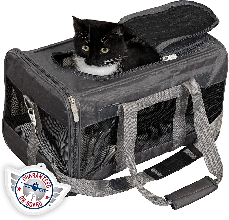 Sherpa Original Deluxe - Transportador de Mascotas de Viaje, Color Gris carbón, Grande