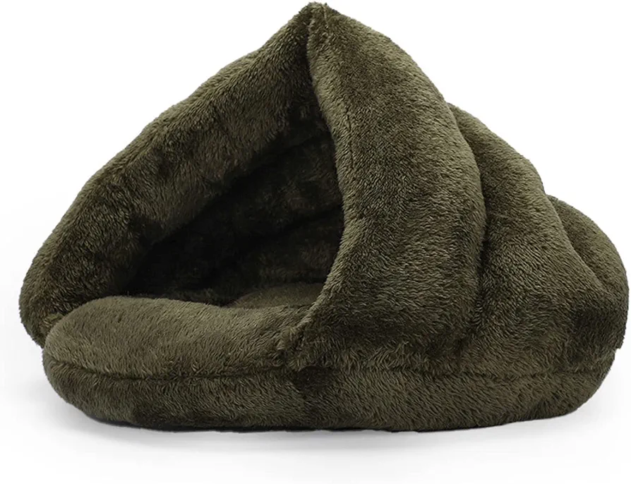 ALLSOPETS Cama Ortopédica para Perros y Gatos Cueva Acogedora en Forma de Triángulo con Base Antideslizante para un Sueño Confortable (Verde Pino, M)