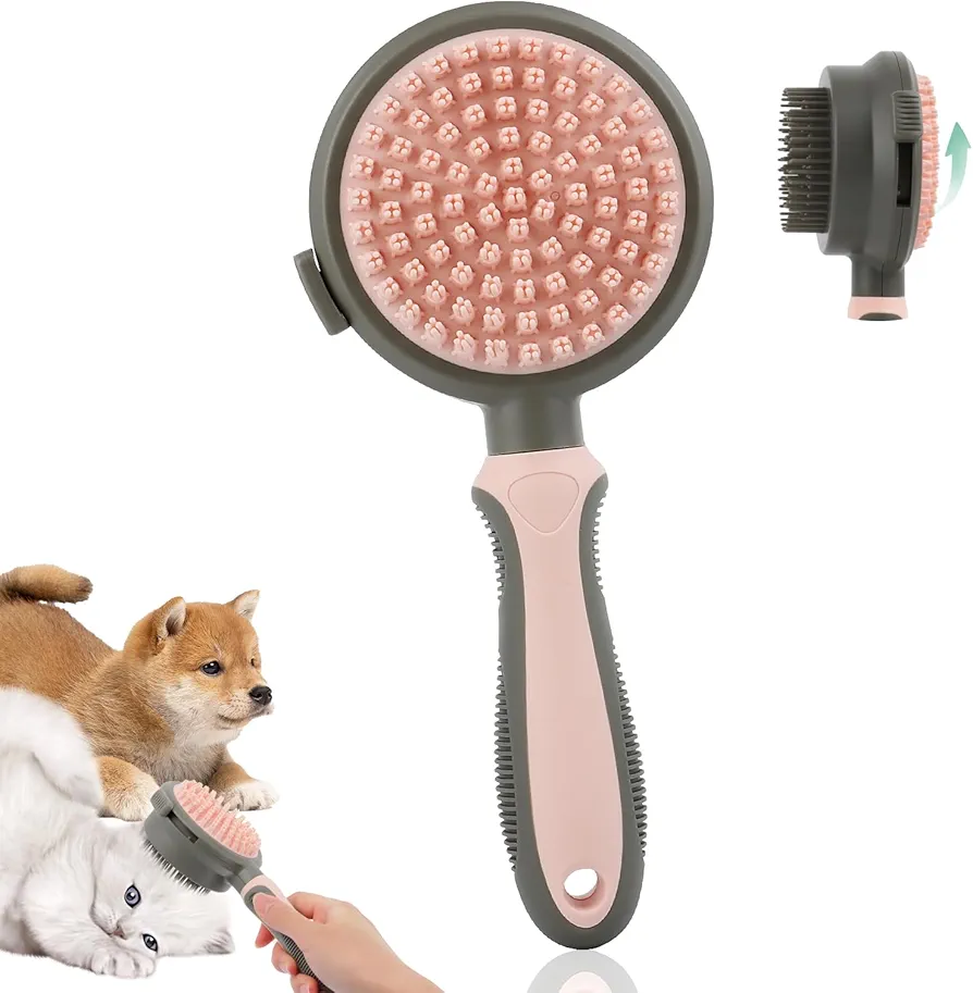 Cepillo para Gatos, Peine para Perros Autolimpiante, Quita Pelos Mascota, Accesorios para Gatos, Cepillo para Gato/Perros de Pelo Largo/Corto,Masaje y baño Aseo y limpieza del cabello 2 en 1 Cepillo