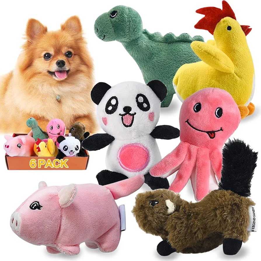 LEGEND SANDY - Juguete de peluche para cachorro, juguete para cachorros, 6 juguetes para perros a granel con chillones, lindo juguete suave para perros pequeños y medianos