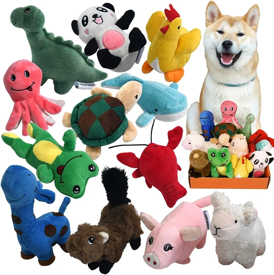 LEGEND SANDY Paquete de Juguetes de Peluche chirriantes para Cachorros, Juguetes masticables pequeños para Cachorros, 12 Juguetes para Perros a Granel con chirriadores, Lindo Juguete Suave para