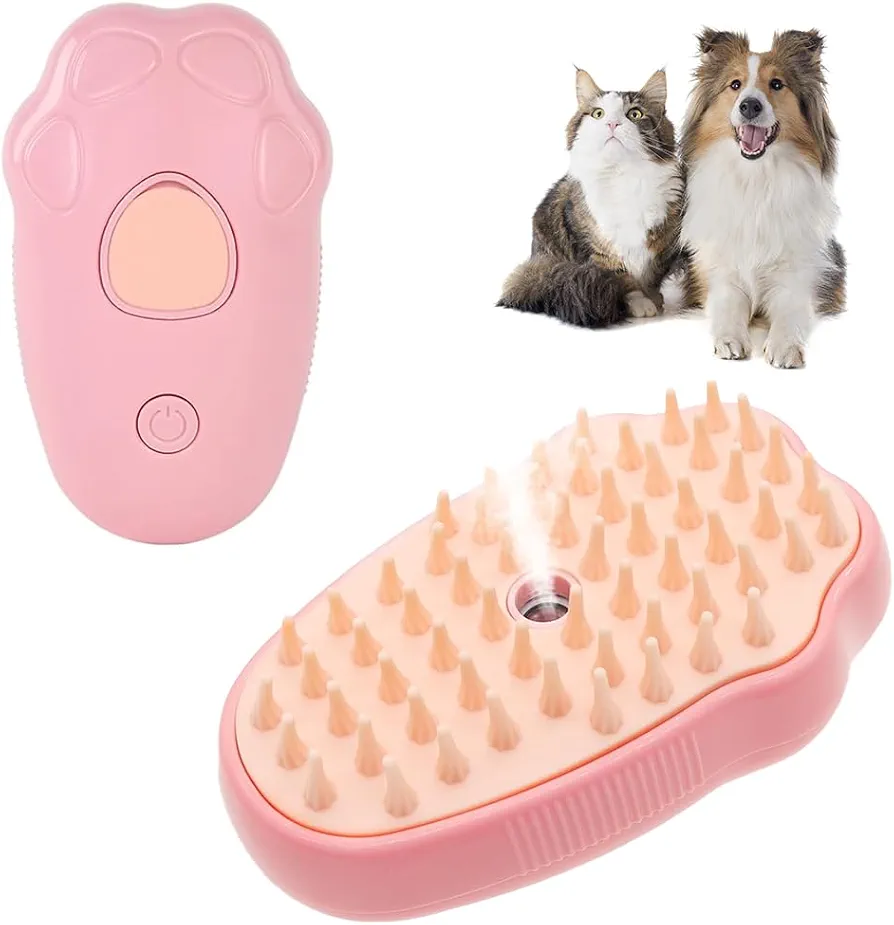 Fiotha Cepillo de Vapor Para Gatos, 3 en 1 Cepillo Vapor Para Gatos, Vepillo de Vapor Autolimpiable para Gatos Perros, Steamy Cat Brush, Cepillo para Gatos con Vapor, Limpiar el Pelo de Las Mascotas