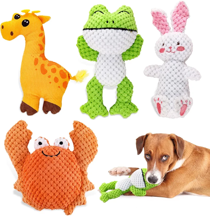 Glaublieb 4 PCS Juguetes para Perro con Chirriador Squeaky, Lindos Interactivos Juguetes de Peluche Suave para Perros Pequeños para Aliviar el Aburrimiento, hasta 12 kg