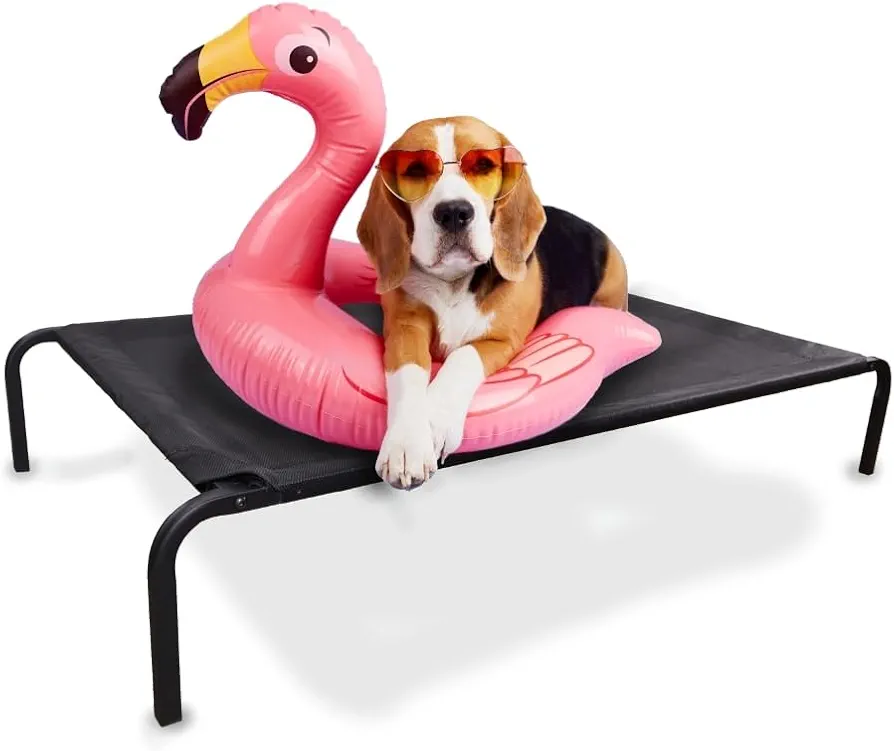 Mobiclinic® Pets, Cama elevada Perro, Cleo, Refrescante, Aislante, Marca Española, 122x71x21cm, Resistente, Interior y Exterior, Fácil de Limpiar, Montaje sin Herramientas, Máx. 60 kg,Negro