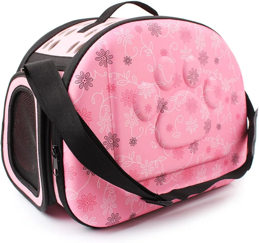 Yimidear Al Aire Libre Respirable Plegable Bolsa para Mascotas para Perro Gato Cómodo Viaje Talla Mediana Portador de Mascotas (Rosa)