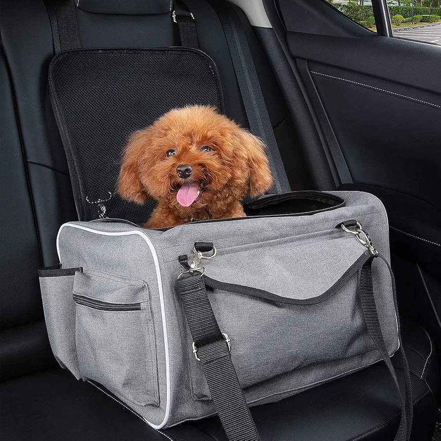 Bolsa de transporte para mascotas, portador de viaje portátil para perros y gatos, alfombrilla extraíble y malla transpirable, bolsa de transporte plegable para perros y gatos, con correa para el