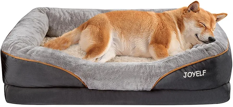 JOYELF Large Cama de Espuma viscoelástica para Perros, Cama ortopédica para Perros y sofá con Funda extraíble Lavable y Juguetes chirriadores como Regalo