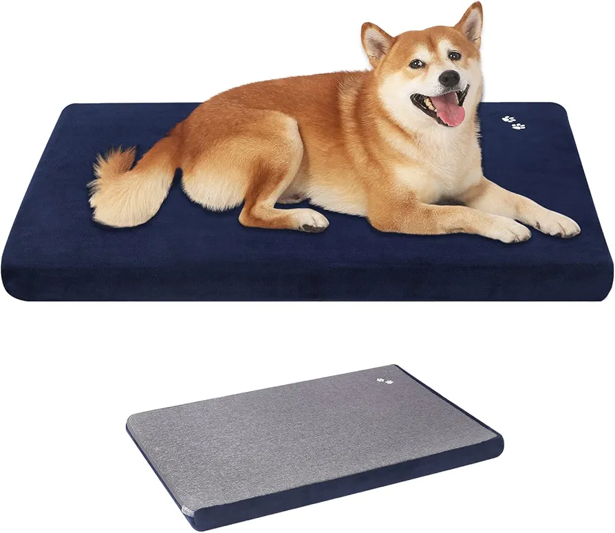 KROSER Cama para perros Alfombrilla grande para perros 91 x 67 cm, Cama reversible para mascotas (cálida y fresca) Alfombrilla para perros Lavable Cama para perros de peluche Manta para perros Colchón