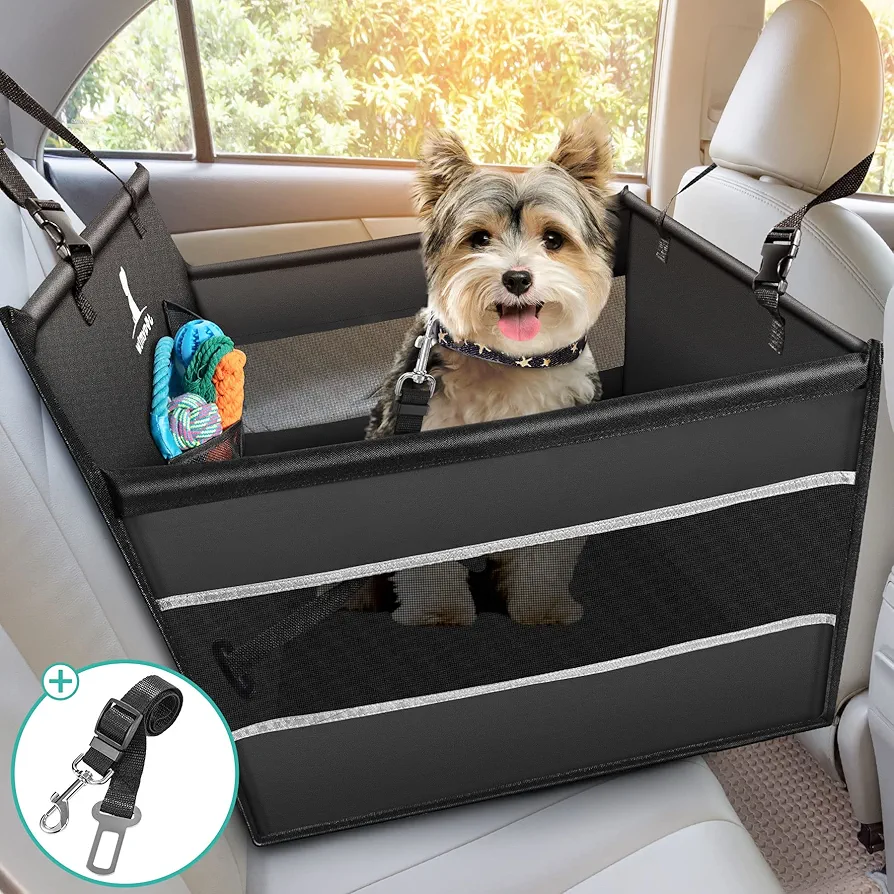 Wimypet Asiento del Coche de Seguridad para Perros, Bolsa de Transporte para Mascotas Perros Gatos, Funda Perros Coche Material Oxford Lavable Viaje Bolsas 54Lx50Wx47H cm