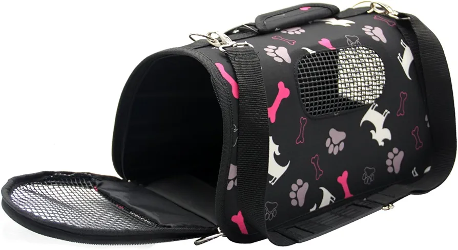 BPS® Transportín Portador Bolsa Bolso de Tela para Mascotas Perros Gatos Animales Transportadoras 3 Tamaños S/M/L Elegir (M, Negro) BPS-5637N