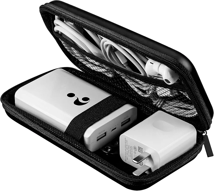 Organizador Accesorios Electrónicos, ACOCOBUY Funda para Disco Duro Externo 2,5" Bolsa de Viaje Resistente a Golpes Funda Transporte Organizador EVA Bolsa Transporte Power Bank Funda Negro