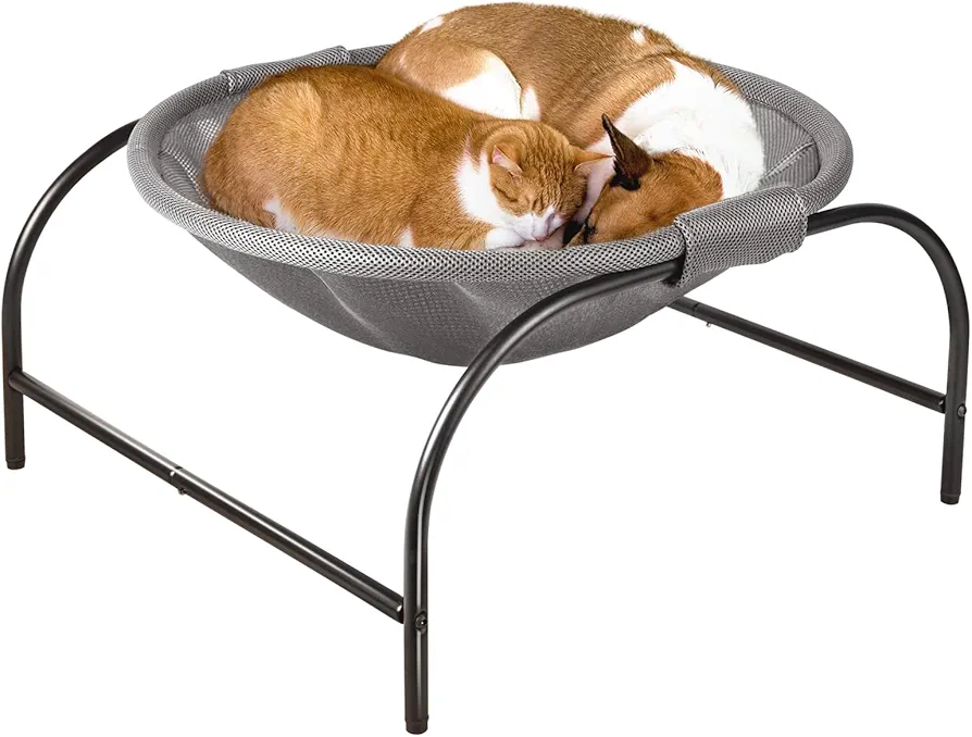 JUNSPOW Cama para Gatos, Cama para Perros, Hamaca para Mascotas, Cama Independiente para Gatos, Suministros para Mascotas, Lavado Completo, excelente transpirabilidad, fácil Montaje, A01A-L, Gris