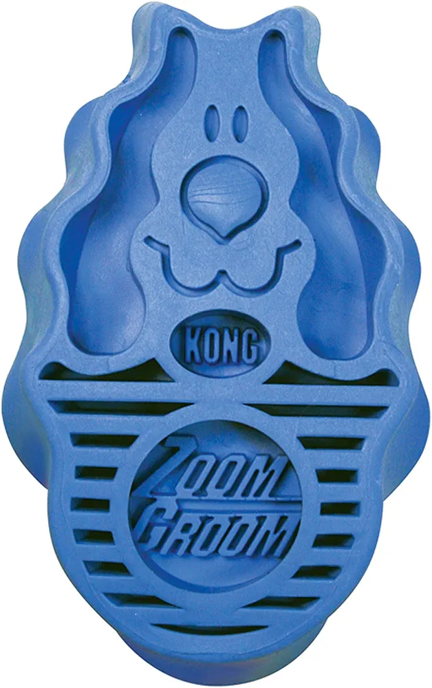 KONG - ZoomGroom - Cepillo para Perro, para peinar y enjabonar - para Perros de Raza Grande (Azul)