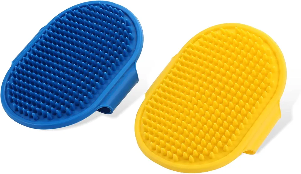 Molain - Cepillo de baño de silicona para perros y gatos, 2 unidades, cepillo de masaje, para cuidado, cepillado y limpieza