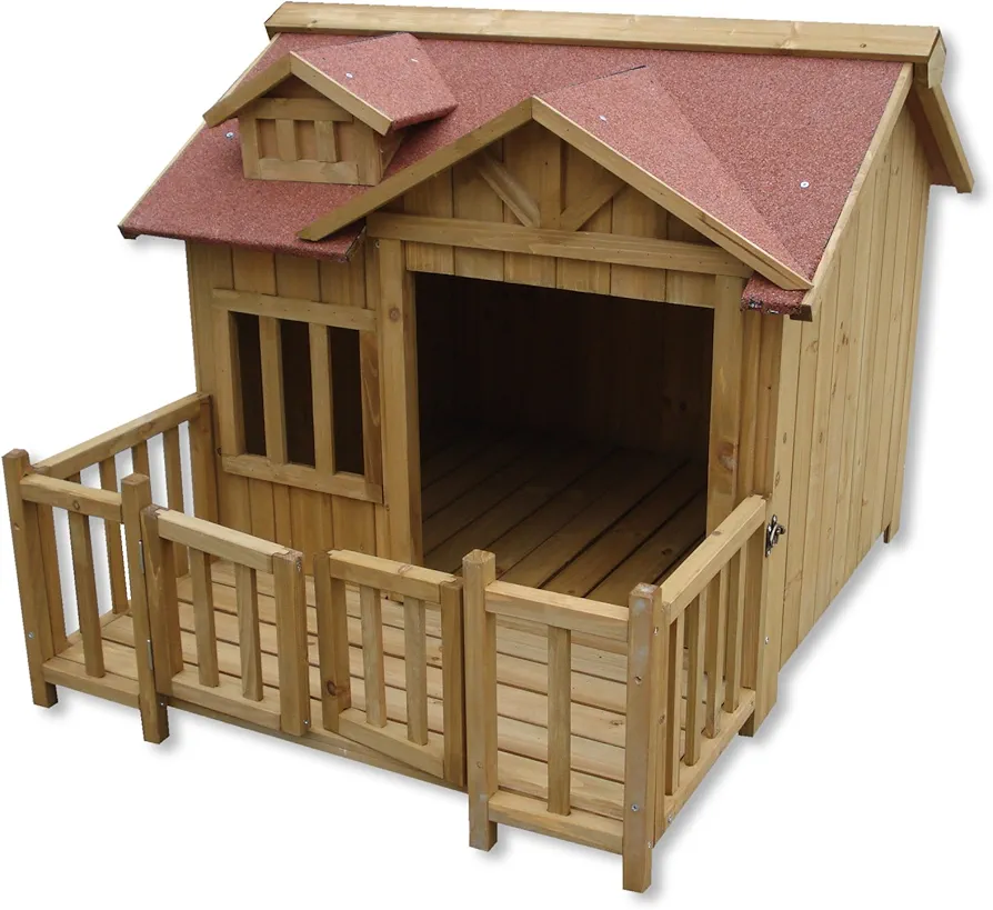 WilTec Caseta Perros XL Luxus Perrera Madera balcón terraza jardín Exterior Mascotas Extra Grande