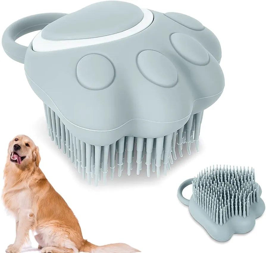 Fiotha Cepillo de Baño para Perros y Gatos,Cepillo Gatos,Quita Pelos Mascota,2 en 1 Cepillo Ducha Mascota de Silicona con Dispensador de Champú,para el Lavado de Perros y Gatos de Pelo Corto y Largo