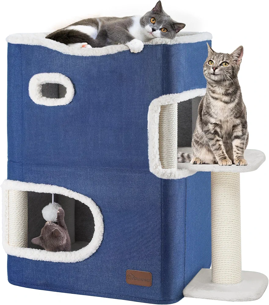 YITAHOME Cueva para Gatos, Camas para Gatos de Interior, casa para Gatos con Poste rascador para Gatos, Bola y Plataforma, Cama para Gatos, árbol básico para Gatos, Torre para Gatos, Muebles para