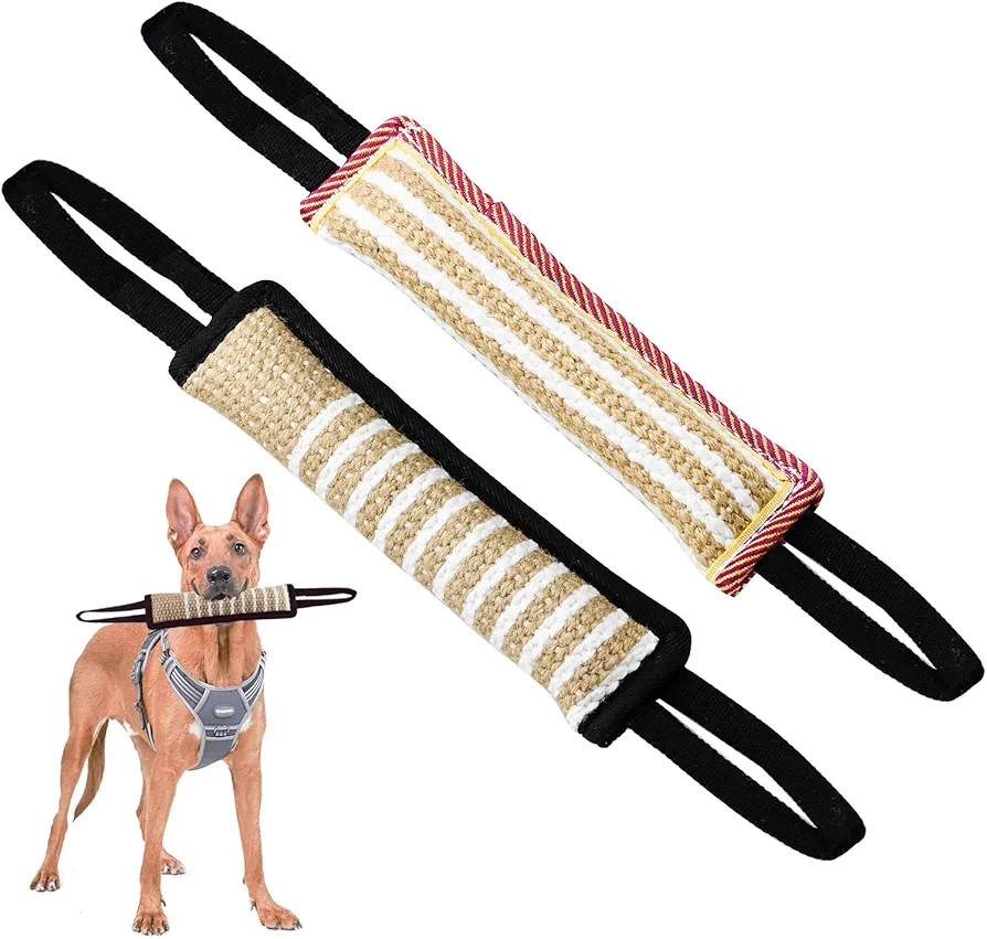 KAONESS 2 Piezas Mordedor Perro 30 cm Salchicha Mordida para Perros con Dos Asas K9 Dummy y motivador canino Resistente y Duradero Juguetes para Perros de Entrenamiento