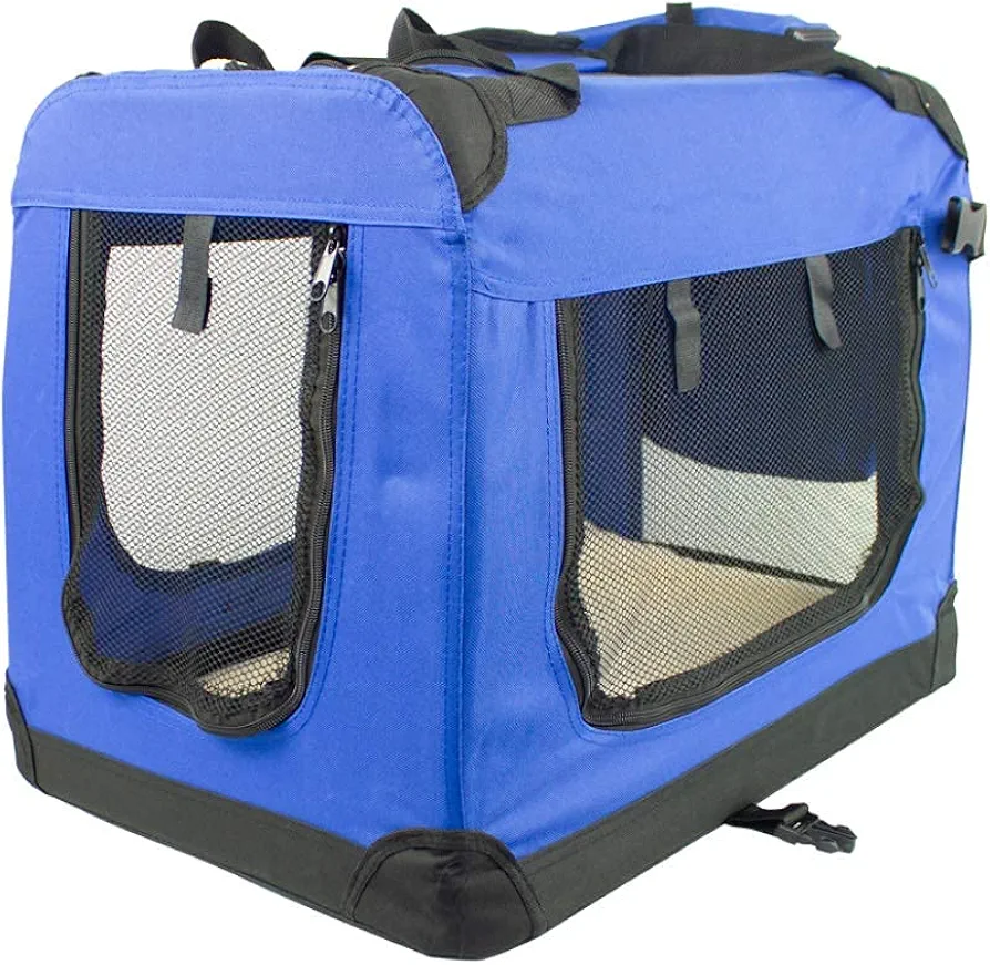 Mobiclinic, Transportín para Mascotas (Perros, Gatos, Conejos, Hurones, Chinchillas), Balú, Talla L, Bolsa de Transporte para Viajes, con Asas, Transpirable, Plegable, 70x52,5x50 cm, Azul