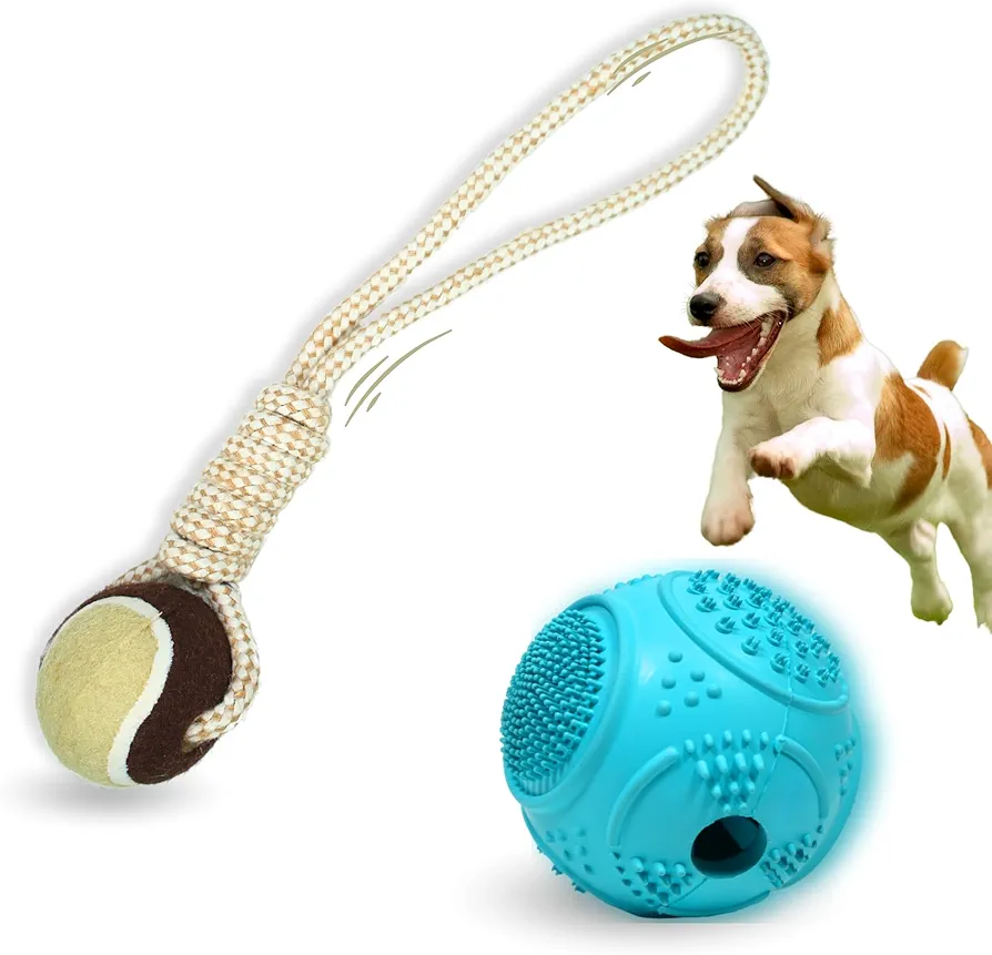 Juguetes para Perros de Caucho Resistente con Pelota y una Cuerda reistentes Juguete Perro mordedor Interactivo dispensador de Comida Juguetes Perros pequeños y medianos Perro Juguete Resistentes