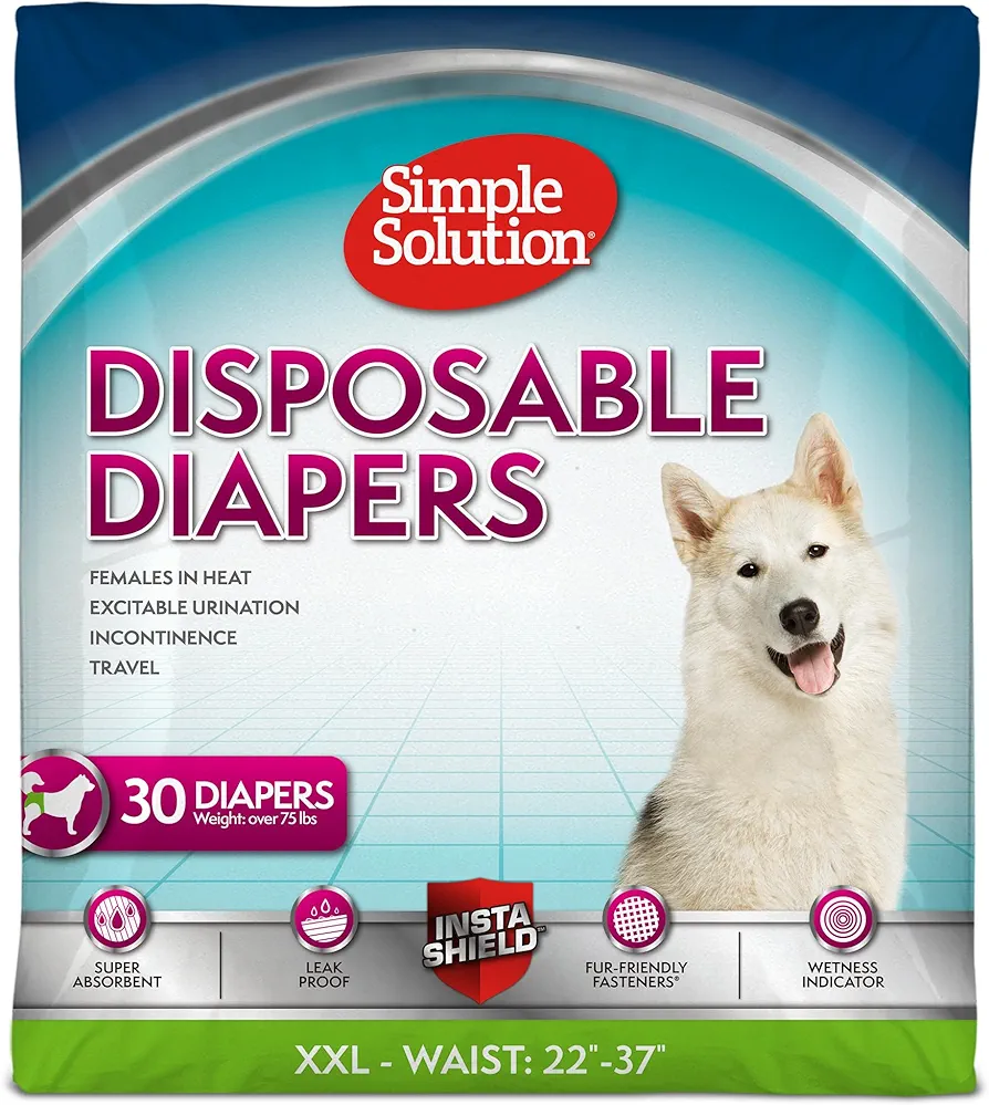 Simple Solution Pañales desechables para perro para perros mujeres, superabsorbentes, a prueba de fugas, para mujeres con calor, orinación excitable, incontinencia o entrenamiento de cachorros