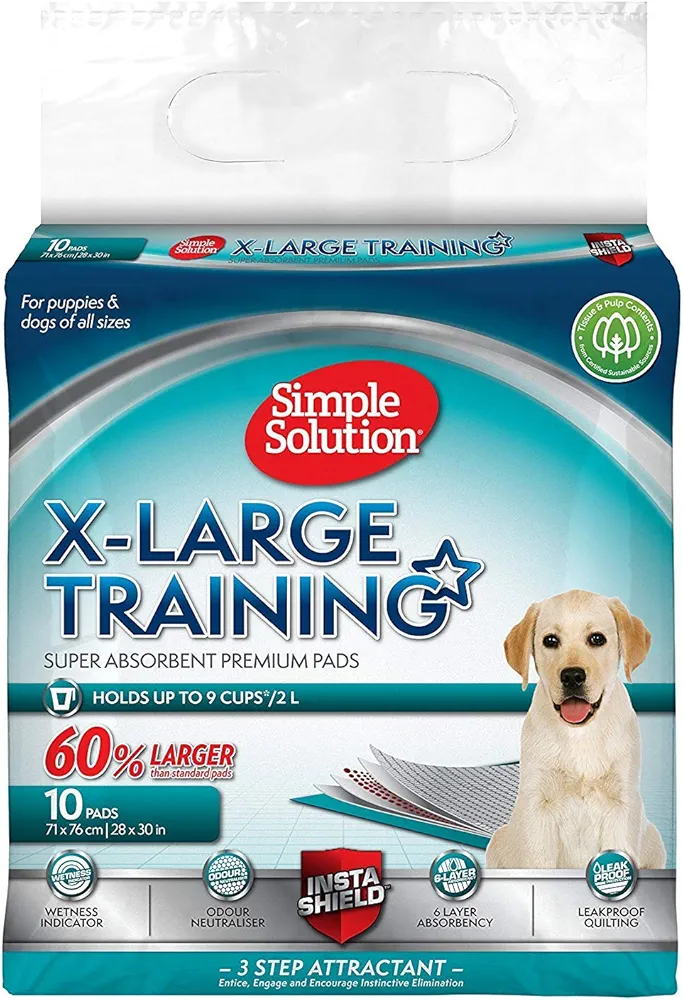 Simple Solution Almohadillas de adiestramiento para perros y cachorros extra grandes y absorbentes de primera calidad - Paquete de 10