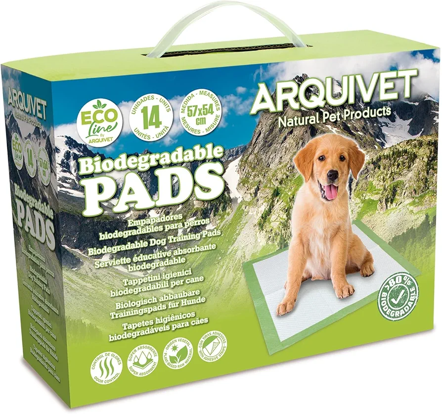 Arquivet Pads Empapadores Biodegradables para Perros - 57x54cm - 14 Unidades