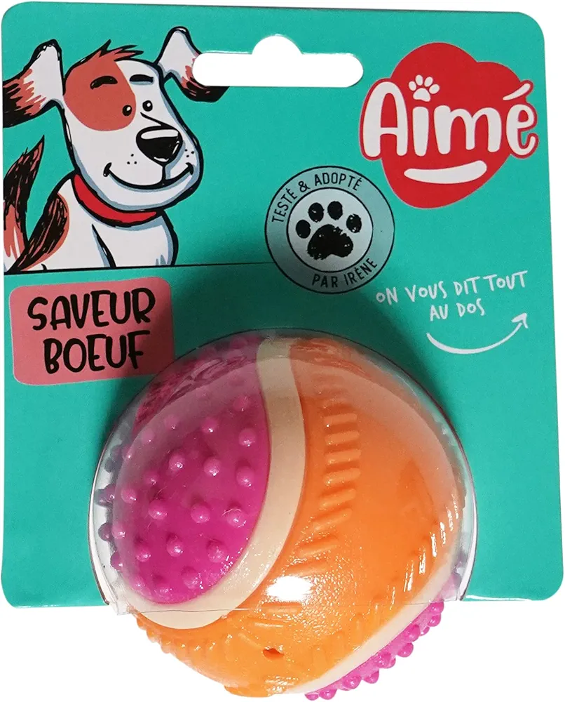 Aimé - Pelota Perro 5 en 1 Ternera 6cm - Juguetes para Perros Educativo - Desarrollar y Estimular 5 Sentidos - Todas las Razas y Edades - Compatible Lanzador de Pelotas para Perros - Perros Accesorios