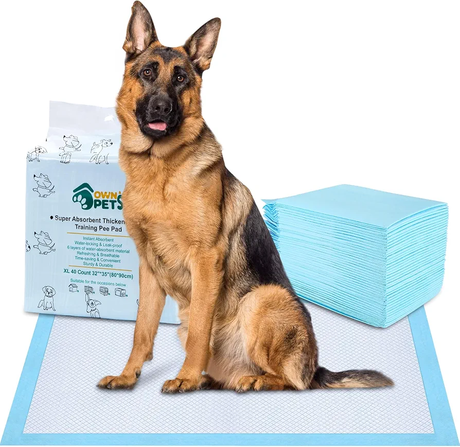 Ownpets Empapadores Perros, 80x90cm, Paquete de 20, Desechable, Secado Rápido,6 Capas, Azul, XL