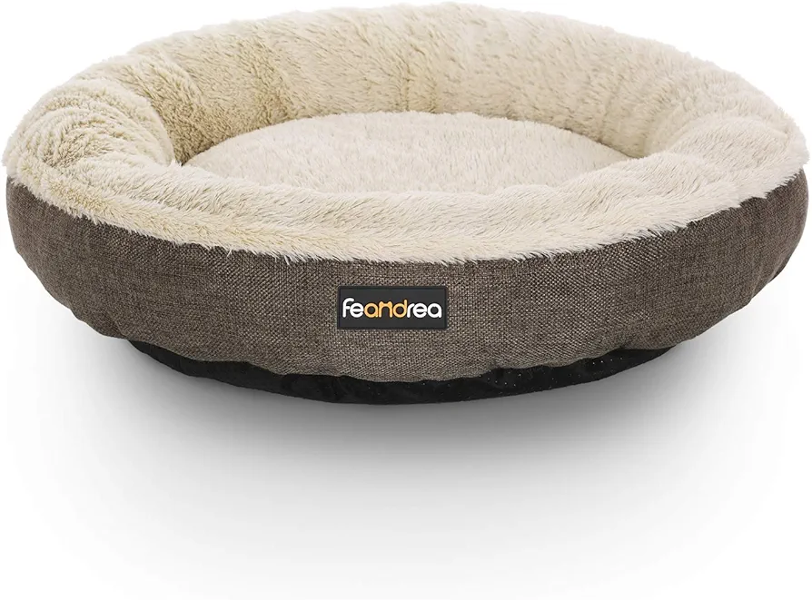 Feandrea Sofá para Perro, Cama para Mascota, Redonda, 55 cm, Marrón PGW55C