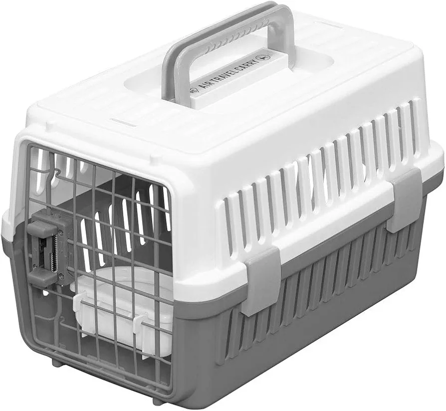 Iris Ohyama, Jaula, Caja de Transporte para Perro, Gato, 2 Puertas, L46 x F29 x A28,5 cm, ATC-460, Gris