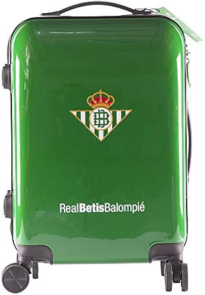 Real Betis Balompié - Maleta de Viaje - Compatible con Todo Tipo de Aerolíneas - Sistema de Cierre de Seguridad TSA - 8 Ruedas Giratorias - 55x40x20 cm - 2,8 kg - Producto Oficial