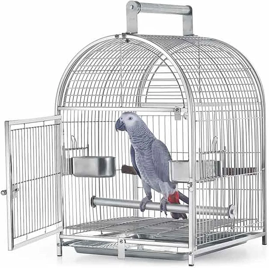 Tingting1992 pájaros Jaula Viaje Pájaro Loro Jaula de Viaje de Acero Inoxidable Jaula de pájaros para pequeño Loro Cockatiel Sol Parakeet/Lovebird/Canario Bolsa Transporte Mascotas