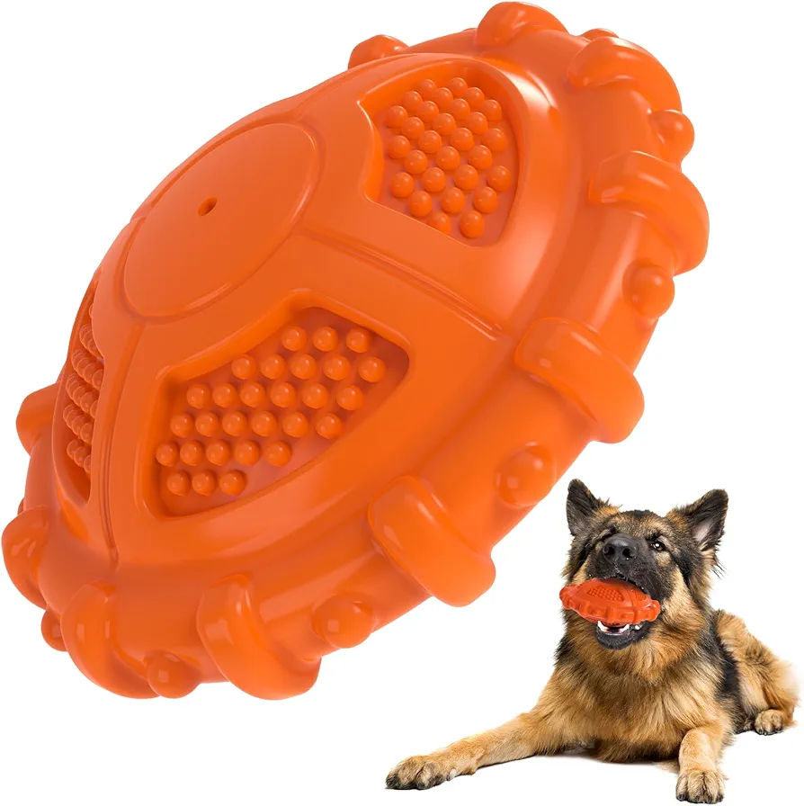 MASBRILL Juguetes para Perros Indestructible, Masticador Juguete para Perro Grandes Pequeños Medianos, Squeak Juguetes Interactivos para Perros Caucho Natural, Juguetes Perro con Sabor Leche, Naranja